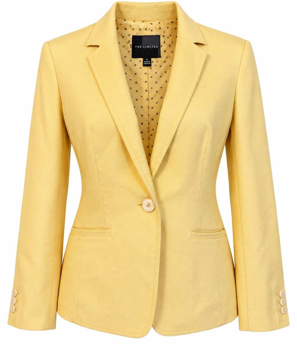 The Limited Yellow Textured Blazer Women’s S Butter Yellow Preppy Officecore